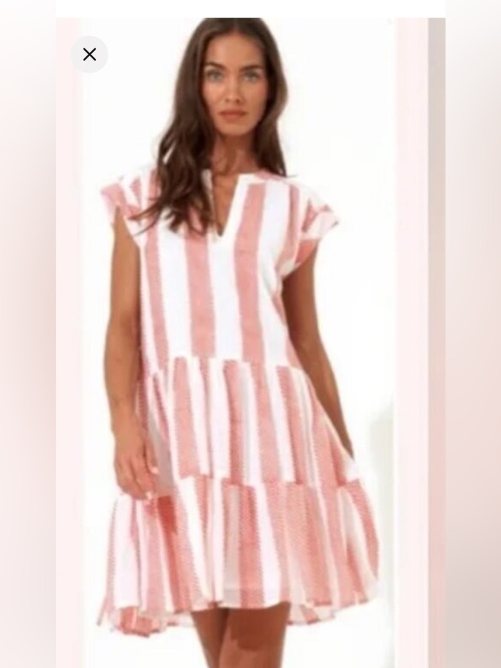 Oliphant🌹red and White Striped Tiered Summer Dress